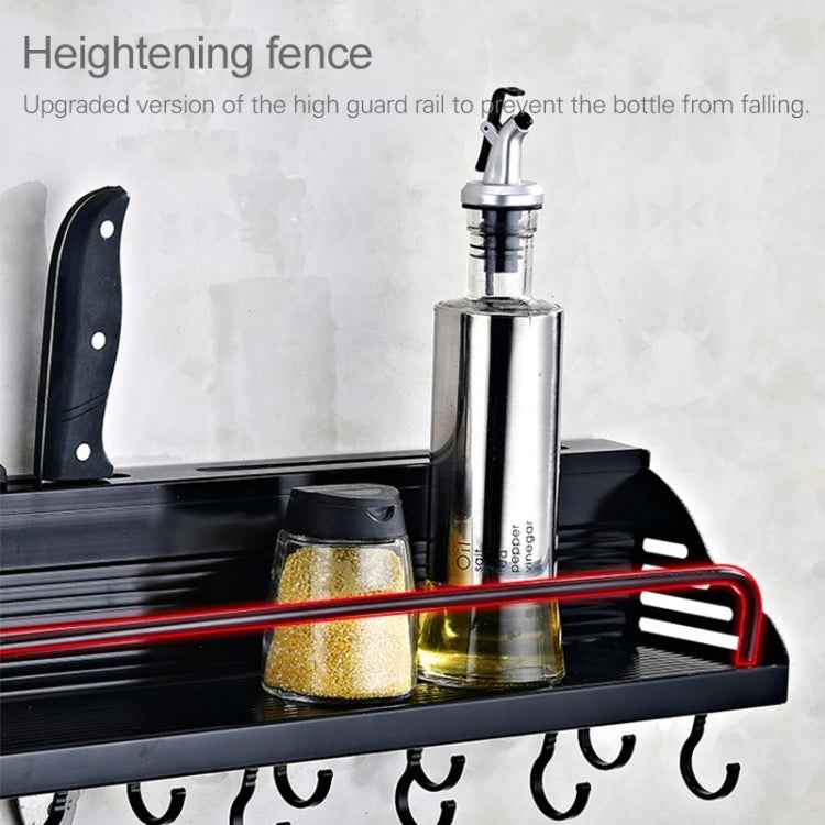 C Version 60cm 2 Cups 10 Hooks Kitchen Multi-function Wall-mounted Condiment Storage Rack