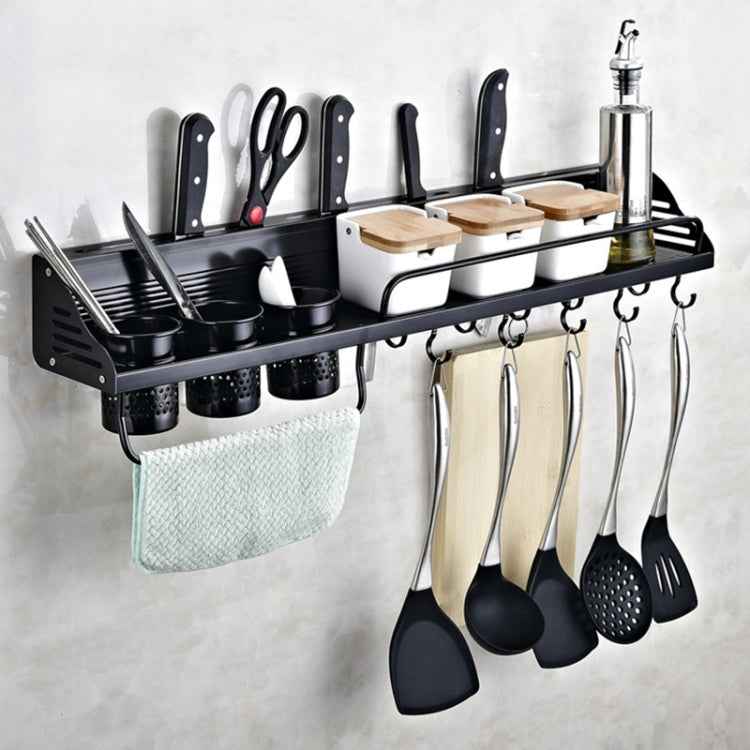 C Version 60cm 2 Cups 10 Hooks Kitchen Multi-function Wall-mounted Condiment Storage Rack