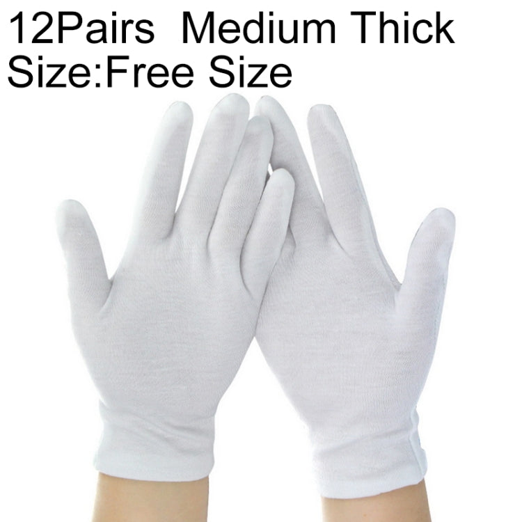 12 Pairs Pure Cotton Working Gloves, Medium Thick Size:Free Size, Medium Thick, Size:Free Size