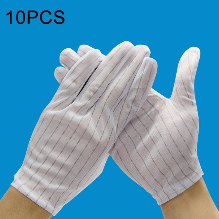 10 Pairs Anti-static Stripe Plastic Gloves, Size:Free Size, Plastic Gloves