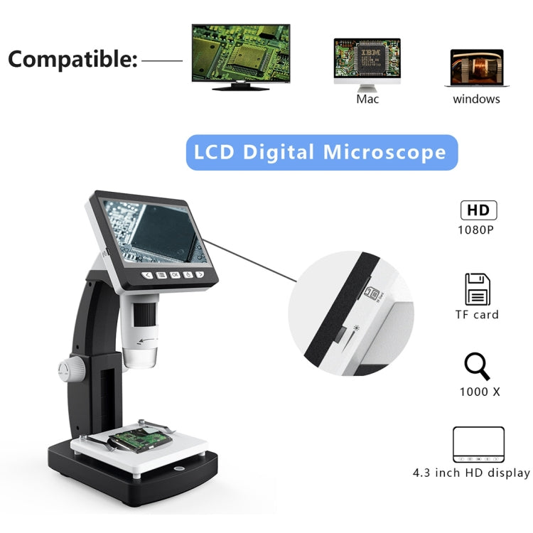 inskam306 1080P 4.3 inch Display Screen HDMI Port HD Digital Microscope, inskam306