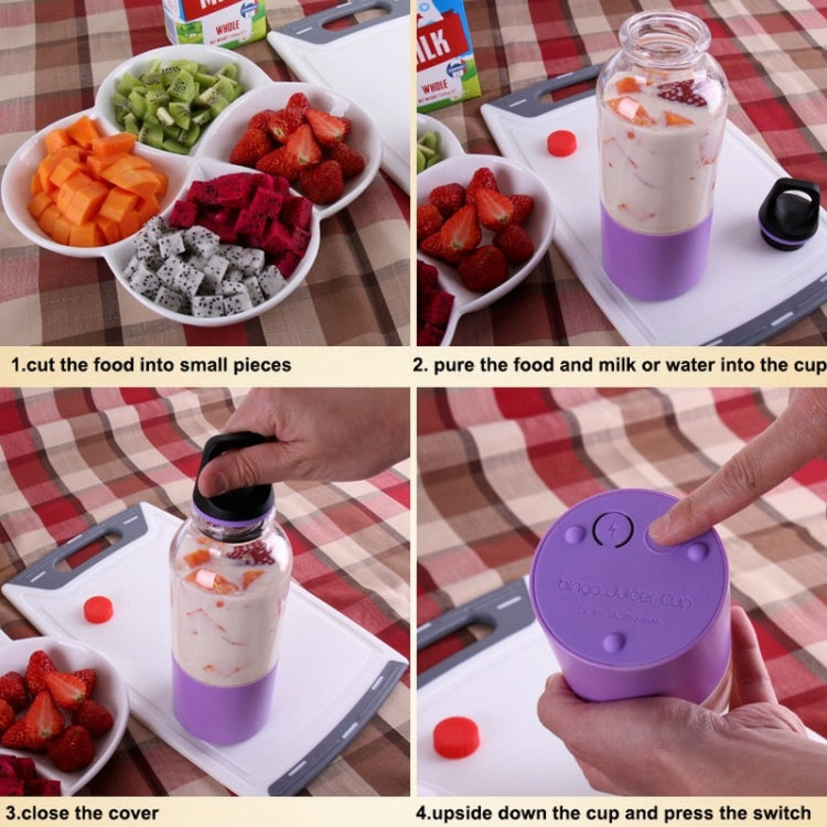 Mini presse-agrumes électrique portable Bingo 500 ml, rechargeable par USB, 22 000 tours par minute, 2 lames rouges, 2 lames roses, 2 lames vertes, 2 lames bleues et 2 lames violettes.