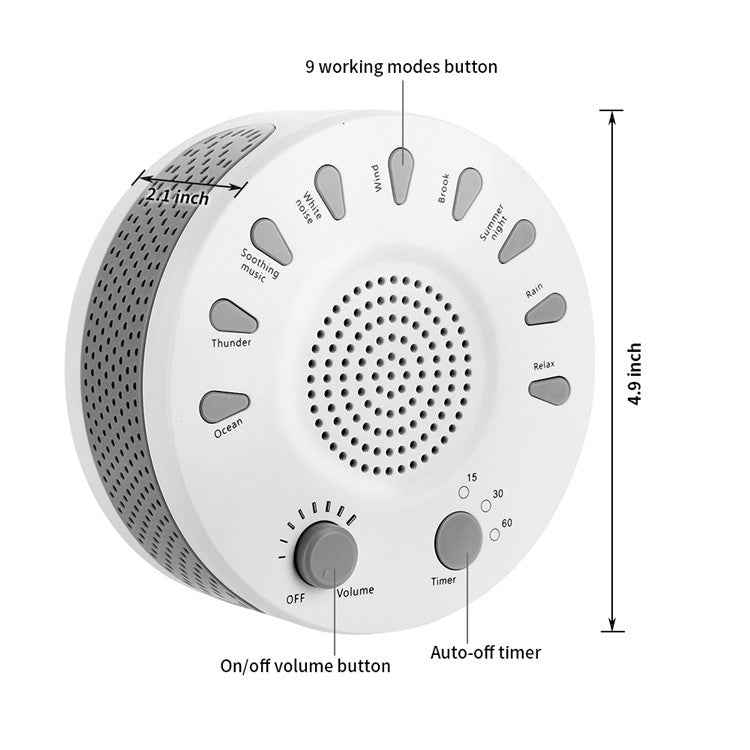 White Noise Machine Sleep Aid Device Improves Sleeping with Nine Timed Music