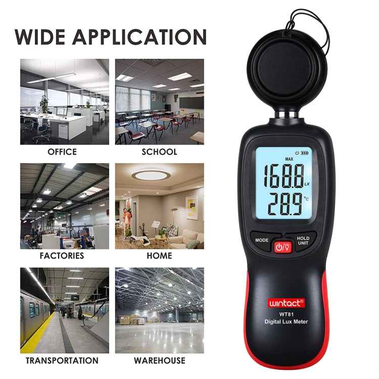 Wintact WT81 Digital Light Lux Meter for Factory / School / House Various Occasion, Range: 0-200,000 Lux