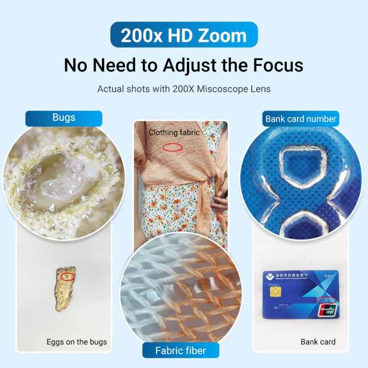 APEXEL APL-MS002BK 200X HD Universal Portable Mobile Phone Microscope with LED Light