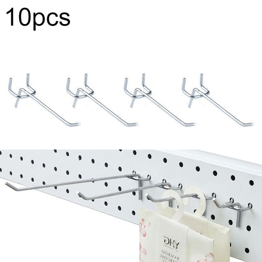 Lot de 10 crochets muraux pour étagères de supermarché, espacement des trous : 2,5 cm, longueur : 10 cm, diamètre du fil : 3,3 mm, longueur : 10 cm
