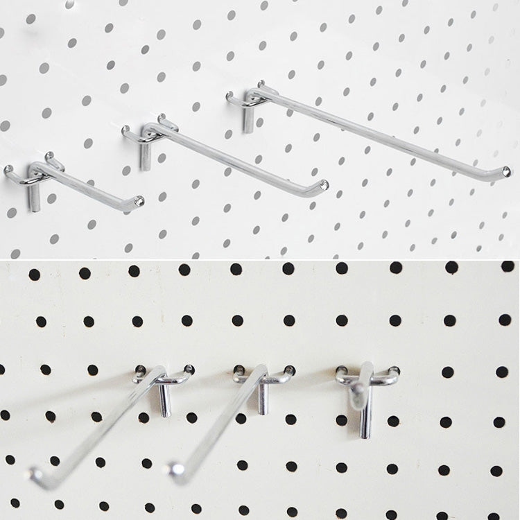 10pcs Supermarket Clothing Shop Pegboard Slat Wall Hook Shelf Hole Plate, Hole Pitch: 2.5cm, Length: 10cm, Wire Diameter: 3.3mm, Length: 10cm