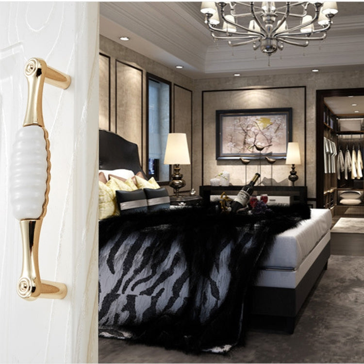 5027-128 Gold Imitated Zinc Alloy Ceramic Handle for Cabinet Wardrobe Drawer Door, Hole Spacing: 128mm, 5027-128(1)