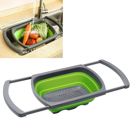 Cesta retráctil para el lavado de frutas y verduras kn003, color verde y rojo