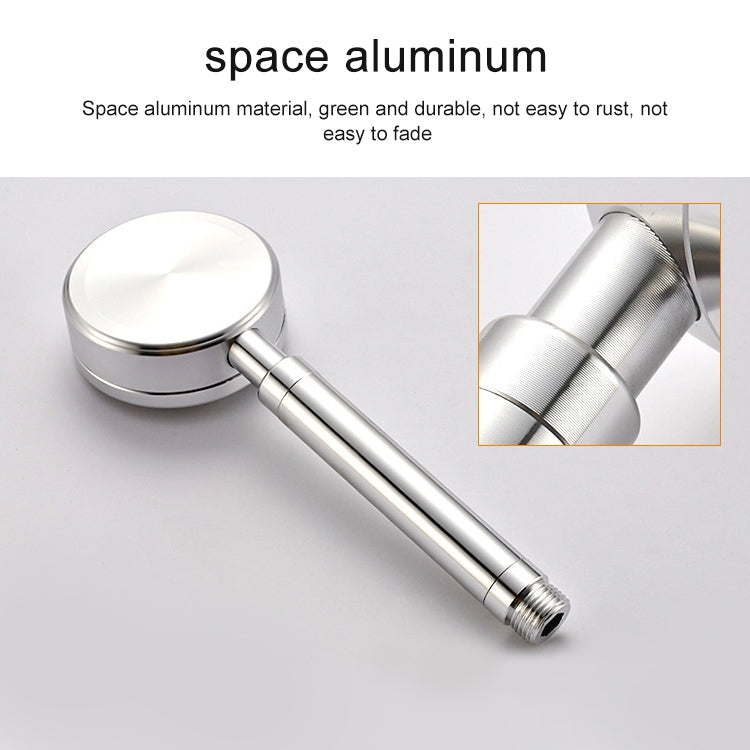 Space Aluminum Round Shape High Pressure Handheld Shower Head Water Saving Bathroom Accessories, Size: 23 x 8.2 x 2cm, BT-209 (Silver)