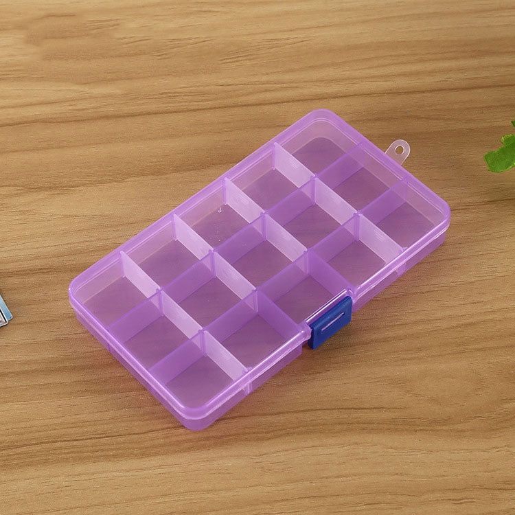 Removable Grid Plastic 15 Slots Box Organizer for Jewelry Earring Fishing Hook Small Accessories, 15 Slots (Baby Blue+Blue), 15 Slots (White+Blue), 15 Slots (White+Pink), 15 Slots (Purple+Blue)