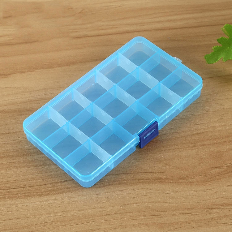 Removable Grid Plastic 15 Slots Box Organizer for Jewelry Earring Fishing Hook Small Accessories, 15 Slots (Baby Blue+Blue), 15 Slots (White+Blue), 15 Slots (White+Pink), 15 Slots (Purple+Blue)