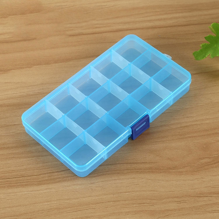 Removable Grid Plastic 15 Slots Box Organizer for Jewelry Earring Fishing Hook Small Accessories, 15 Slots (Baby Blue+Blue), 15 Slots (White+Blue), 15 Slots (White+Pink), 15 Slots (Purple+Blue)