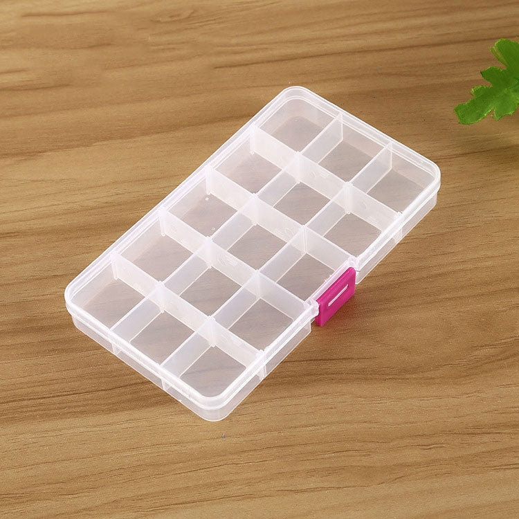 Removable Grid Plastic 15 Slots Box Organizer for Jewelry Earring Fishing Hook Small Accessories, 15 Slots (Baby Blue+Blue), 15 Slots (White+Blue), 15 Slots (White+Pink), 15 Slots (Purple+Blue)