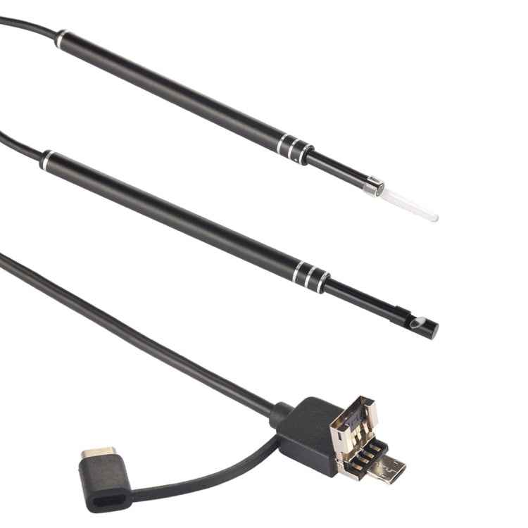 i96 3 in 1 USB Ear Scope Inspection HD 0.3MP Camera Visual Ear Spoon for OTG Android Phones & PC & MacBook, 1.85m Length Cable