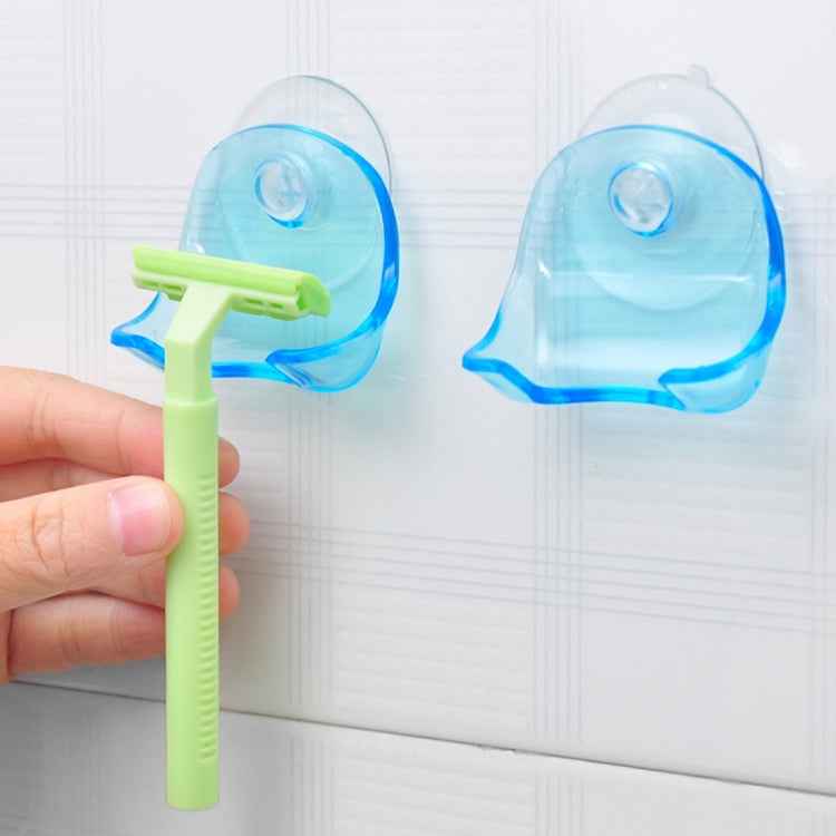 Bathroom Storage Tools Suction Cup Shaving Razor Rack Holder Storage Shaver Rack Wall Hook Hangers Sucker(Clear Blue)