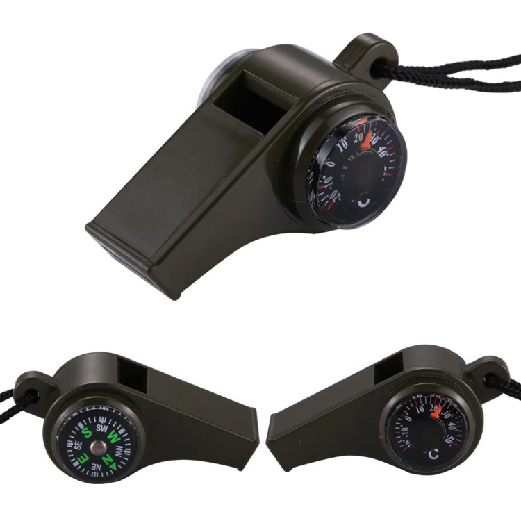 3 in 1 Outdoor Mini Multi-function Portable Handheld Lifesaving Whistle Compass Thermometer, H3-1