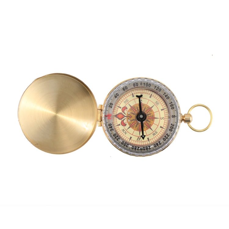 Portable Brass Pocket Camping Hiking Golden Luminous Display Compass Navigation Outdoor Activities Pointing Guide, G50