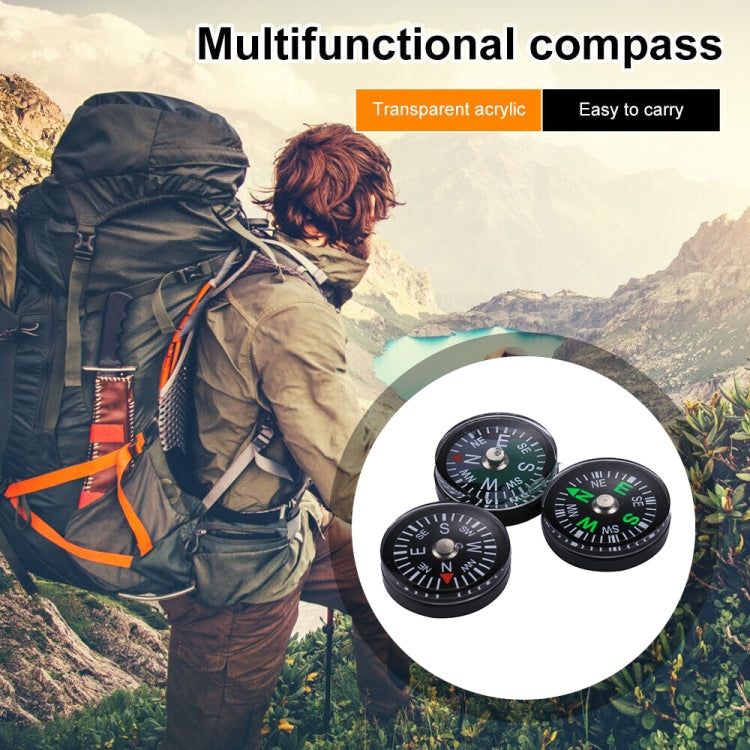 20 PCS 15mm Outdoor Sports Camping Hiking Pointer Guider Plastic Compass Hiker Navigation, Random Color Delivery, 15mm