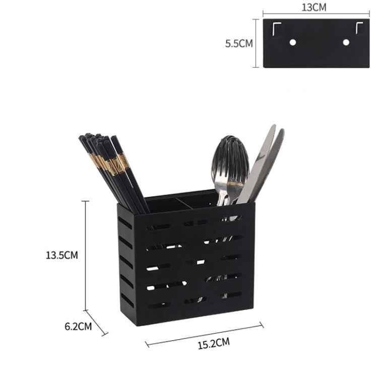 Stainless Steel Wall-mounted Kitchen Rack Double Cage Chopsticks Canister Holder