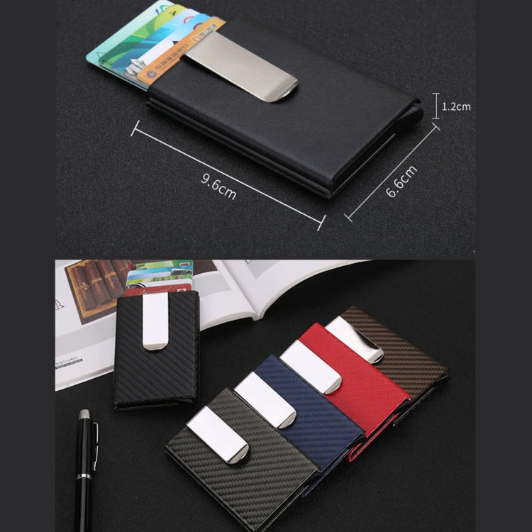 Porte-cartes de crédit antimagnétique en fibre de carbone, couleur unie, pince à billets, taille : 10 x 6,6 cm