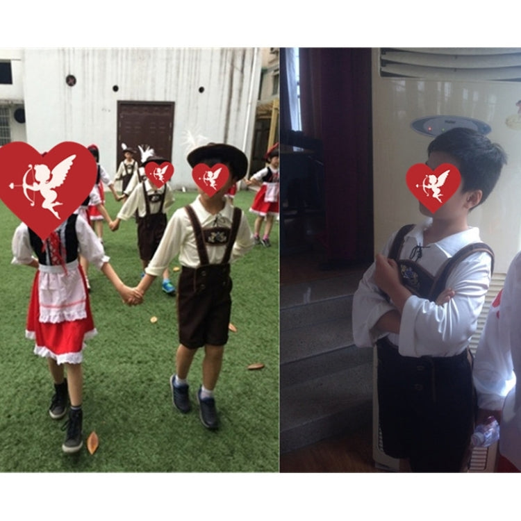 Costume d'Halloween pour enfants, costume de bière, costumes d'Oktoberfest, style anglais, cosplay, taille S, tour de taille : 68 cm, longueur de la robe : 53 cm, pantalon long : 40 cm, hauteur suggérée : 115-125 cm, taille S pour enfants