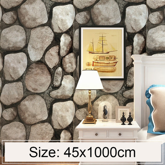 Rouleau de papier peint imperméable 3D motif brique et pierre, décoration créative pour chambre à coucher, salon, dimensions : 45 x 1 000 cm, Boulder