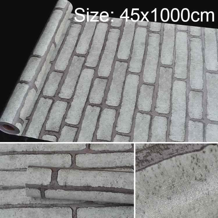 Gray Brick Creative 3D Stone Brick Decoration Wallpaper Stickers Bedroom Living Room Wall Waterproof Wallpaper Roll, Size: 45 x 1000cm
