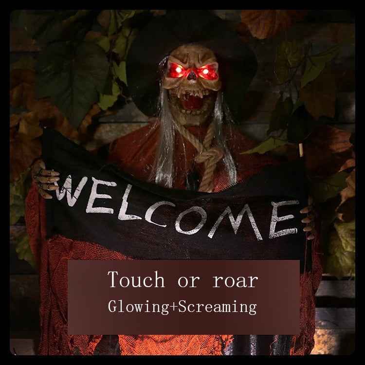 Halloween Hang Ghost Resin Electric Skull Bar Door Welcome Ghost Voice Skeleton Props Decorations