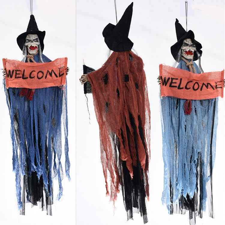 Halloween Hang Ghost Resin Electric Skull Bar Door Welcome Ghost Voice Skeleton Props Decorations