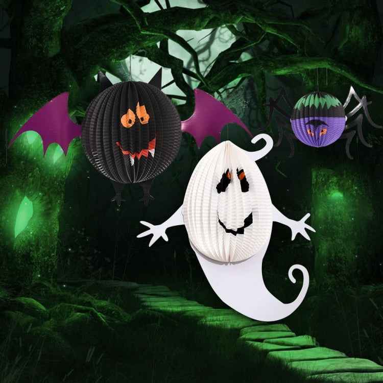 3 PCS / Set Creative Funny Halloween Ghost Bats Spider Pendant Paper Decoration and Props Horror