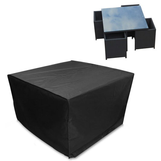 Funda protectora para mesa y sillas plegables de tela Oxford 210D, resistente al agua y al polvo, anti-UV, para muebles de exterior, tamaño: 126 x 126 x 74 cm (negro).