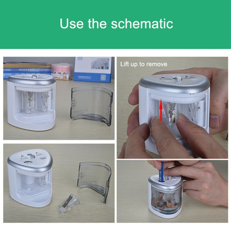 Office School Stationery Battery Operated Dual Slots Electric Colored Pencil Sharpener, Random Color Delivery, Dual Slots Electric Sharpener