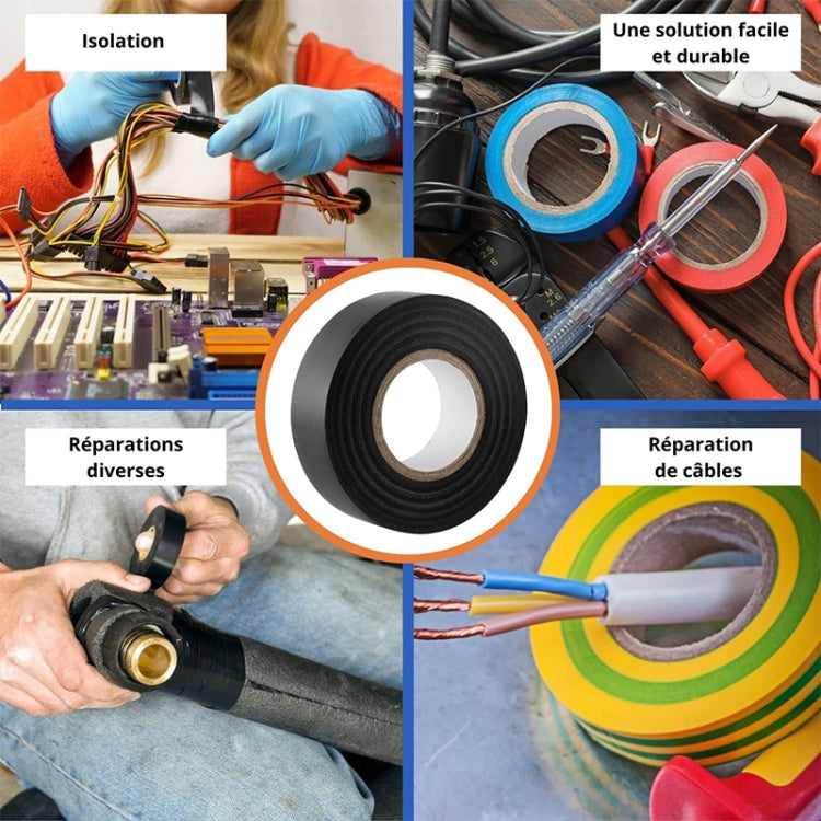 Cinta aislante de PVC impermeable para electricistas, 10 unidades, 16 mm