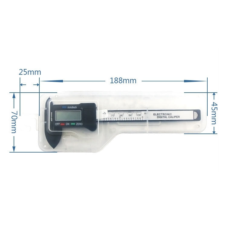 Plastic Fiber Digital Display Vernier Caliper, Measure Range: 100mm (4 inch), Plastic Box Packing, 4 inch Caliper