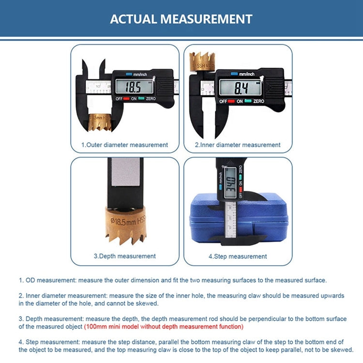 Plastic Fiber Digital Display Vernier Caliper, Measure Range: 100mm (4 inch), Plastic Box Packing, 4 inch Caliper