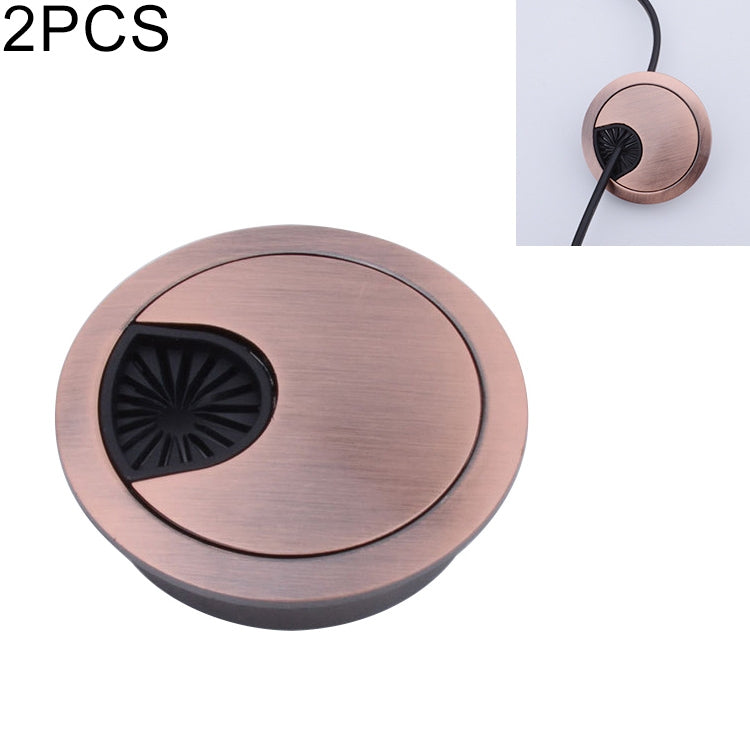 2 PCS Desk Computer Desktop Zinc Alloy Round Threading Box Hole Cover, Hole Diameter: 60mm (Green Bronze), 60mm