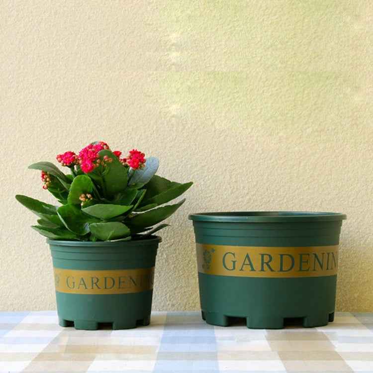 Flower Pots Plant Nursery Pots Plastic Pots Creative Gallons Pots with Tray,Size:12*16*12cm, Random Text Background Color Delivery
