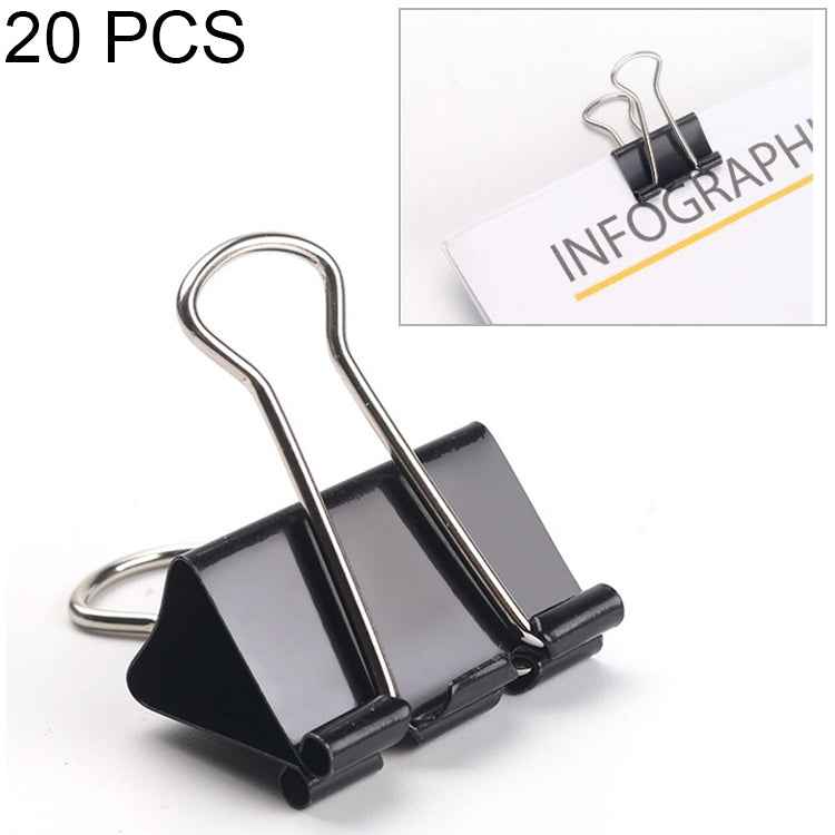 20PCS 51mm Black Metal Clip Notes Letter Paper Clip Office Bind