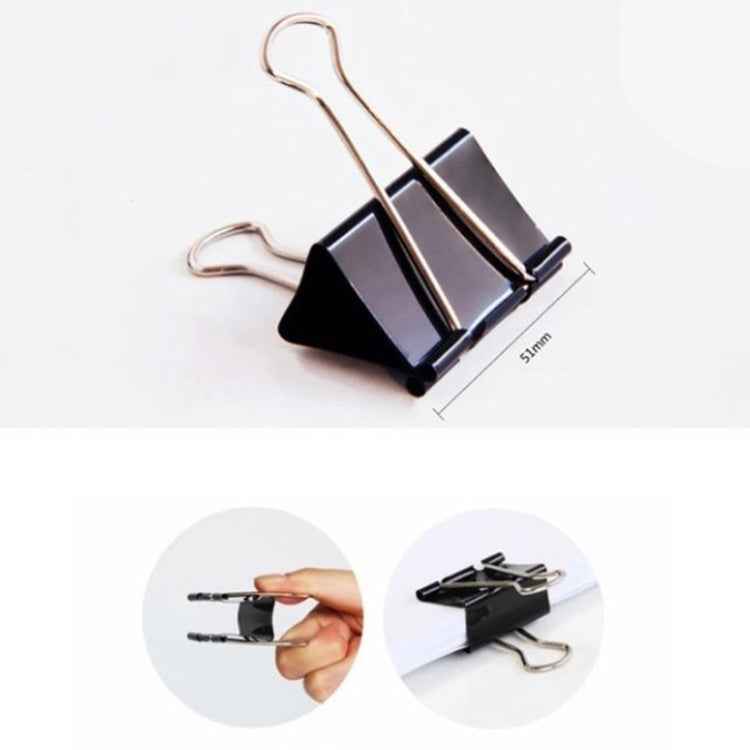 20PCS 51mm Black Metal Clip Notes Letter Paper Clip Office Bind