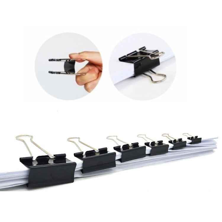 50PCS 32mm Black Metal Clip Notes Letter Paper Clip Office Bind