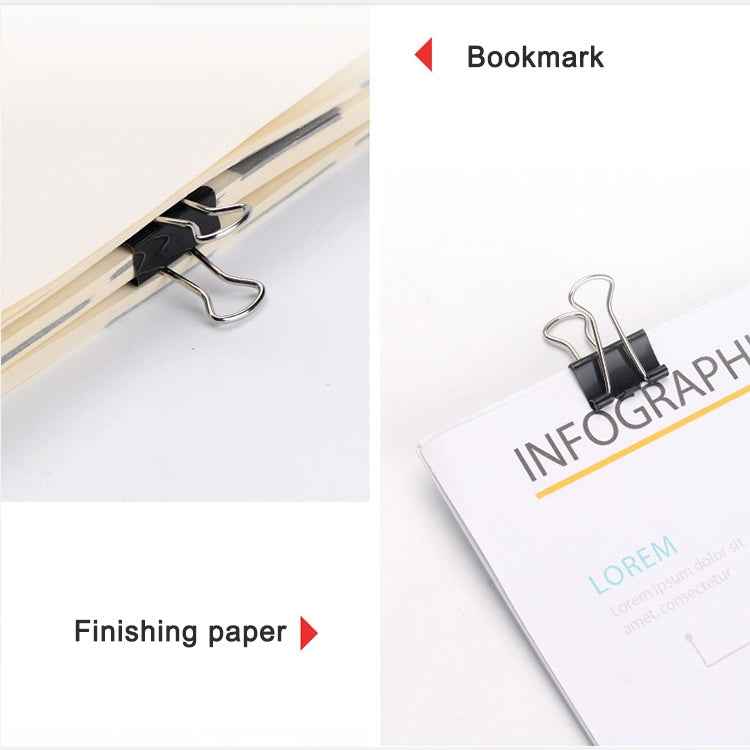 50PCS 32mm Black Metal Clip Notes Letter Paper Clip Office Bind