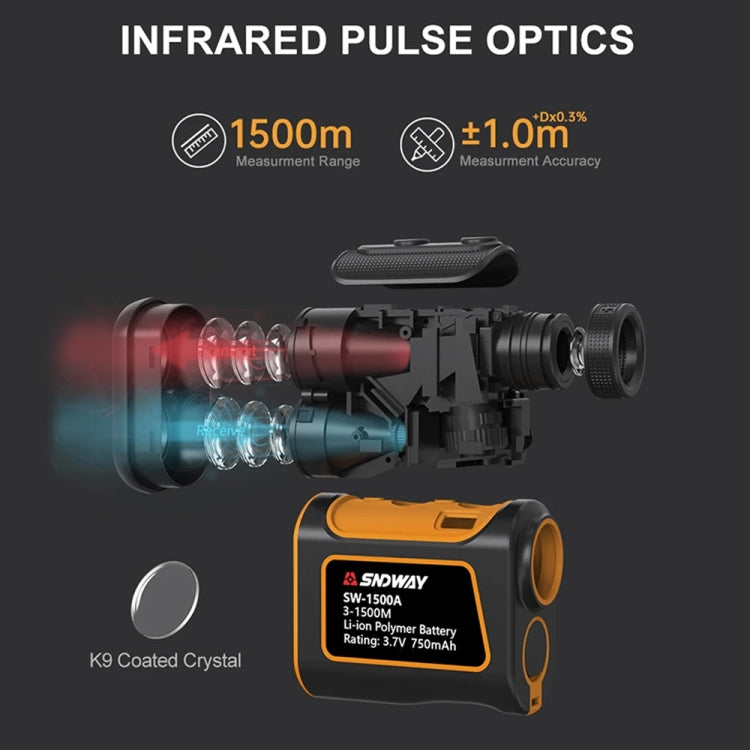 SNDWAY SW600A Handheld Outdoor Waterproof Telescope Range Finder Distance Measurer, 600m