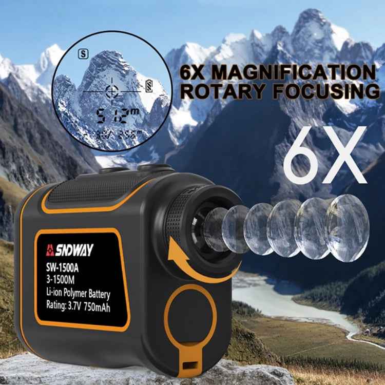 SNDWAY SW1500A Handheld Outdoor Waterproof Telescope Range Finder Distance Measurer, 1500m