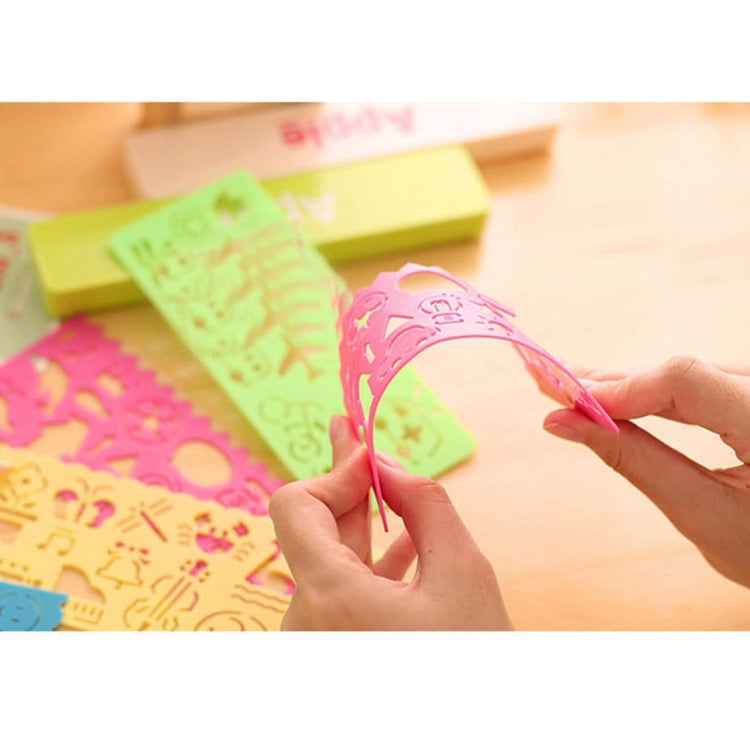 10 PCS Creative Candy Color Drawing Ruler Speed Sketchpad Art Ruler Template, Random Color Delivery