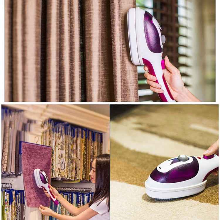 Multifunction Household Handheld Steamer Travel Portable Hand - Held Steam Hanging Hot Machine Ceramic Bottom with Flannelette Brush & Hair Brush & Measuring Cup,EU Plug