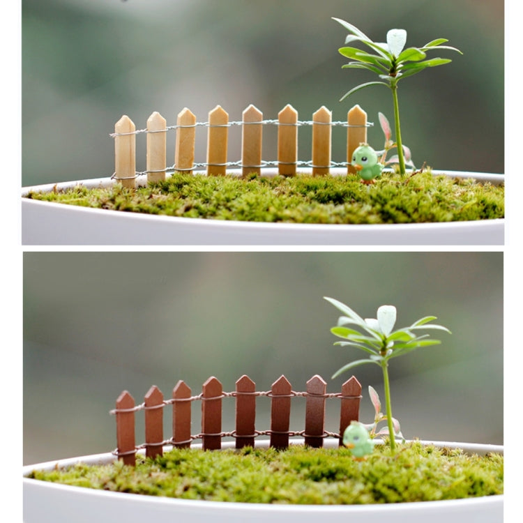10 PCS Mini Small Fence Barrier Wooden Craft Wooden Small Fence Moss Micro-landscape Ornaments, Random Color Delivery, Mini Small Fence Ornaments