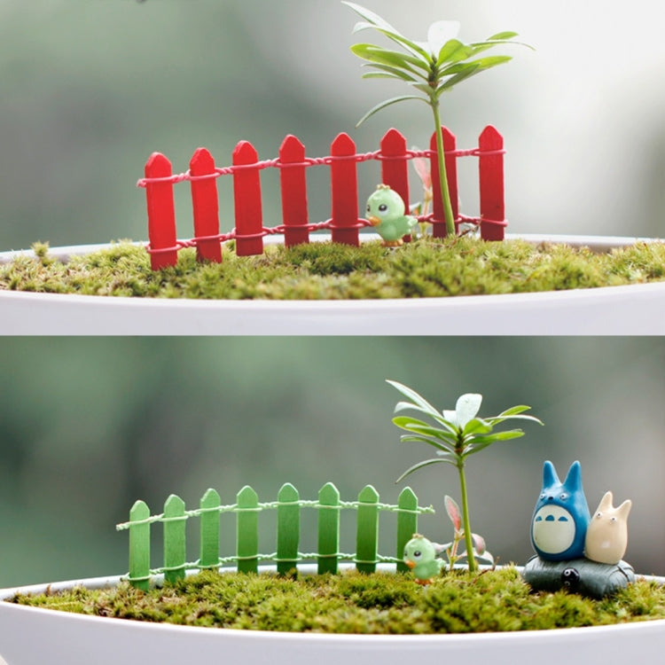 10 PCS Mini Small Fence Barrier Wooden Craft Wooden Small Fence Moss Micro-landscape Ornaments, Random Color Delivery, Mini Small Fence Ornaments