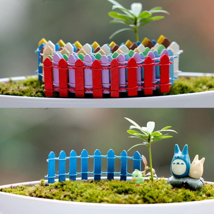 10 PCS Mini Small Fence Barrier Wooden Craft Wooden Small Fence Moss Micro-landscape Ornaments, Random Color Delivery, Mini Small Fence Ornaments