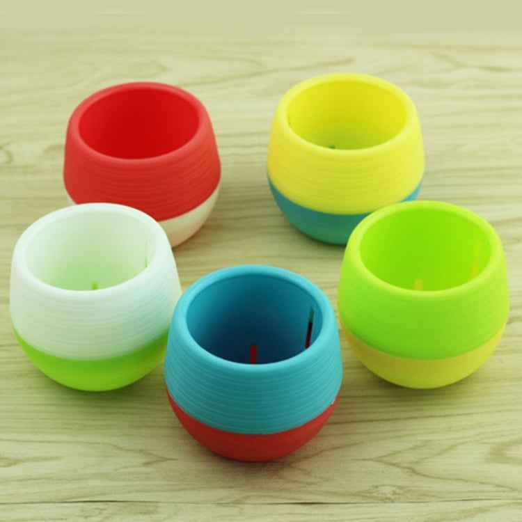 Colourful Mini Round Plastic Plant Flower Pot Garden Home Office Decoration Nursery Pots Plant Flowerpot with Water Tank, Random Color Delivery